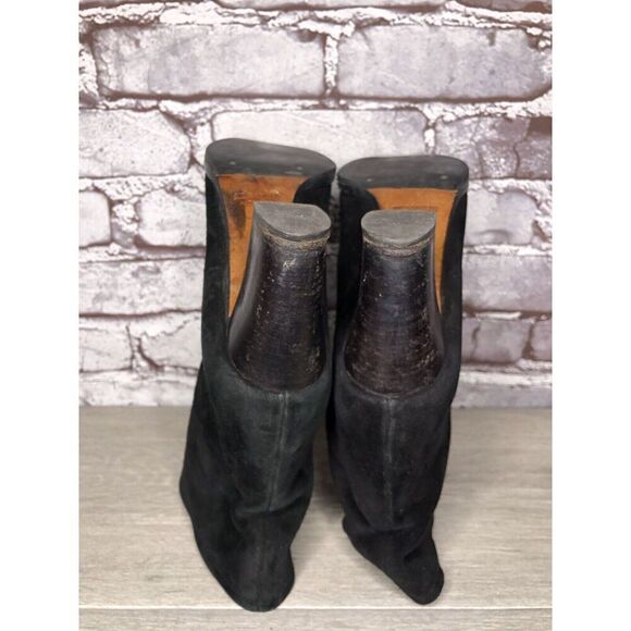 Jil Sander Black Suede Leather Pull On Heel Booties Boots Women Sz 35.5EU/5M US - Picture 9 of 16